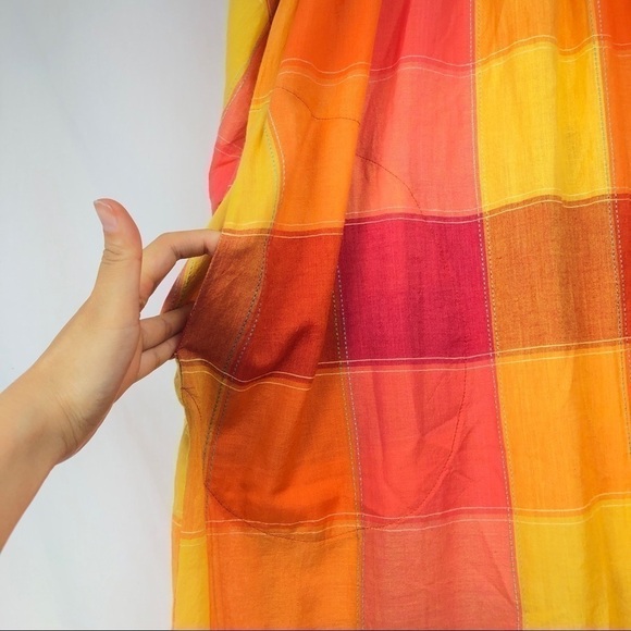 Belize orange yellow plaid boho dress - Picture 6 of 10